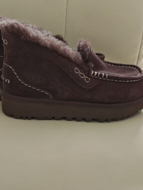UGG Plum Suede Shearling Moccasin Boot
